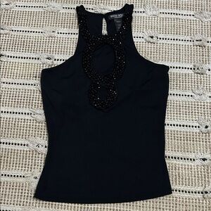 Bisou Bisou Black Embellished Tank Top